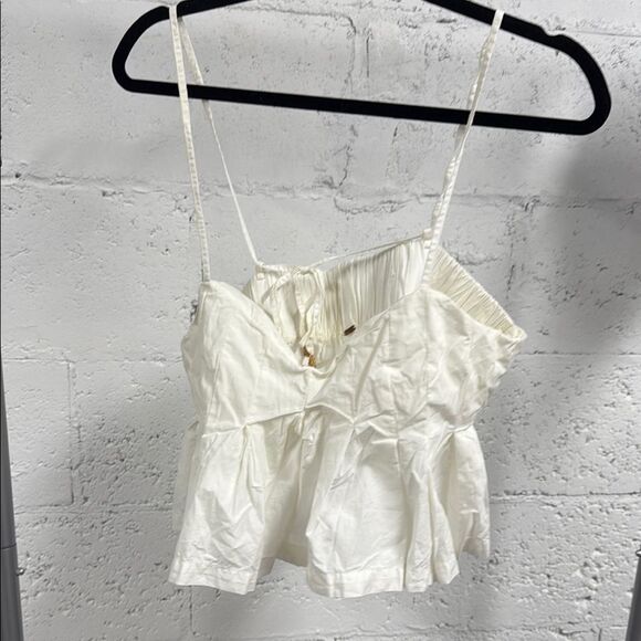Elegant White Women's Top Size Large - Like NEW Free People Crop Tank - Picture 1 of 3